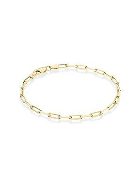 Sterling Silver Paperclip Chain Bracelet 18K Gold Plated Minimalist Unisex Link